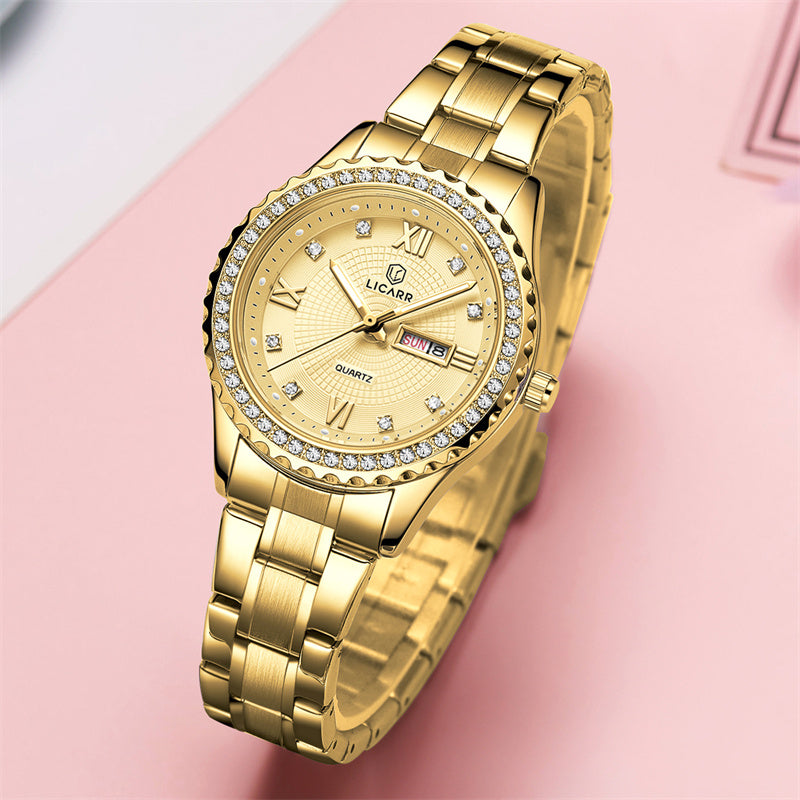 LICARR Original Women's Watches Casual Simple Fashion Ladies Watch Date Week Waterproof