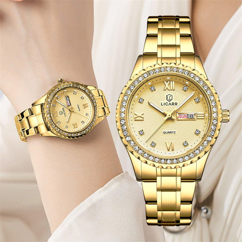 LICARR Original Women's Watches Casual Simple Fashion Ladies Watch Date Week Waterproof