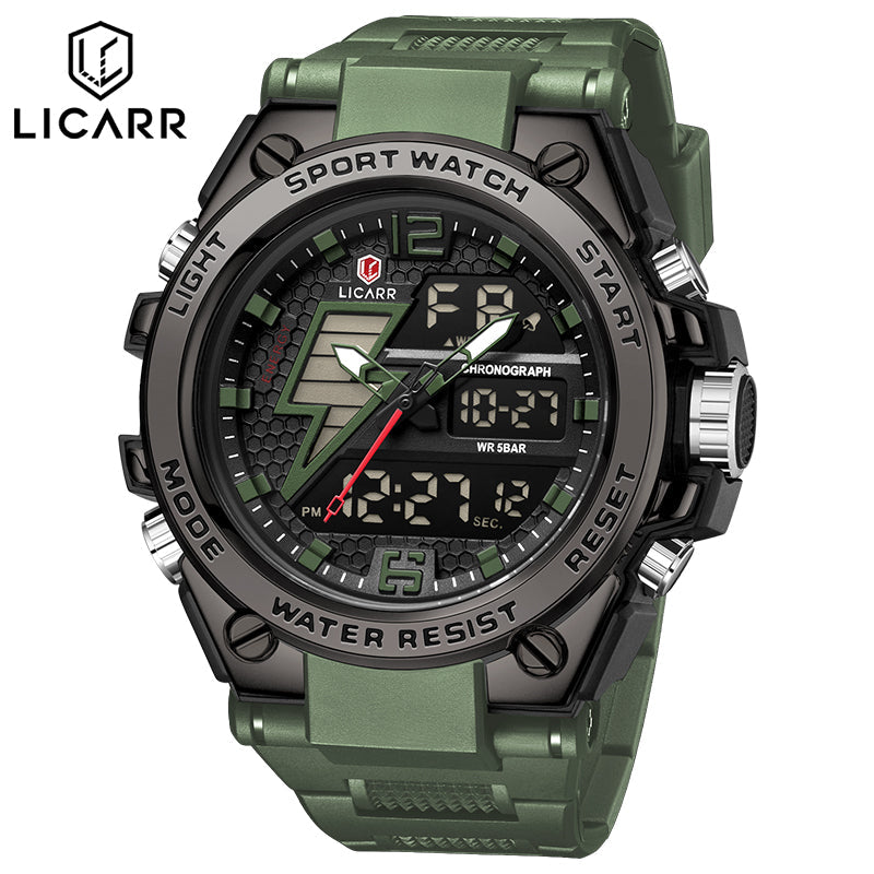 LICARR Brand Waterproof Sports Men's Watch Multifunctional