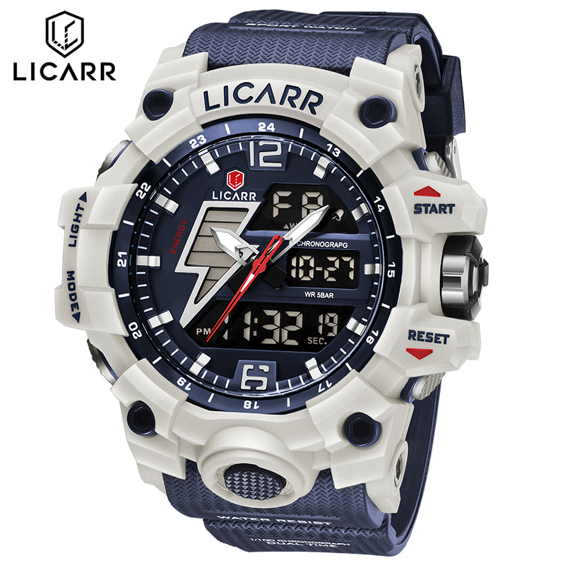 LICARR Brand Fashion Men's Watch Casual Analog-Digital Sports Waterproof Quartz Watches Stopwatch 9528