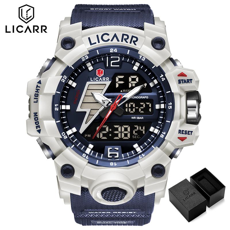 LICARR Brand Fashion Men's Watch Casual Analog-Digital Sports Waterproof Quartz Watches Stopwatch 9528