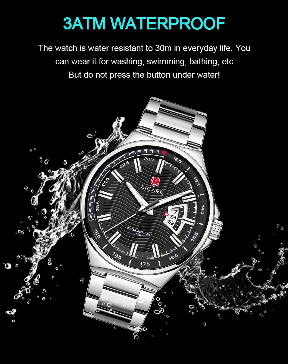 LICARR Waterproof Men's Watch Date