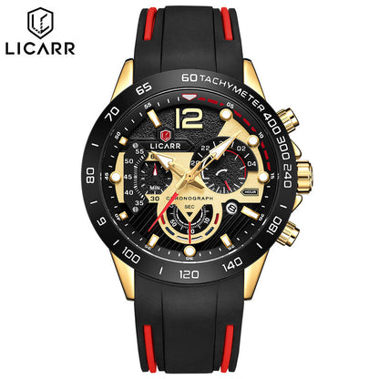 LICARR 9511 Men's Sports Watch - Quartz Movement, Chronograph, 24-Hour Display, Waterproof